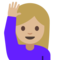 Person Raising Hand - Medium Light emoji on Google